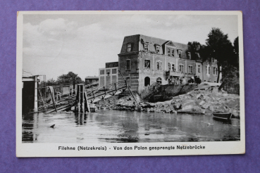 Ansichtskarte AK Filehne Wieleń 1940 Netzekreis Brücke gesprengt Weltkrieg Hausansicht  Bromberg Posen Ortsansicht Polen Polska